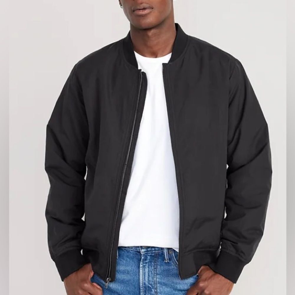 Old Navy Black Go-H20 Water Resistant Zip Bomber Jacket Men's XL